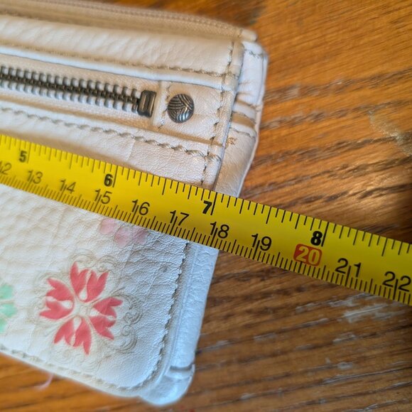 The Sak Wallet Cream Bifold zip up Purse with Front Card Fold Flap Floral Print - Picture 5 of 6